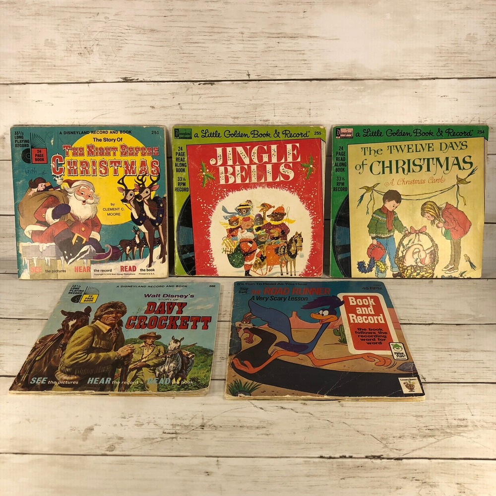 VTG 5 Disneyland Little Golden Book Record: Davy Crockett Christmas Road Run